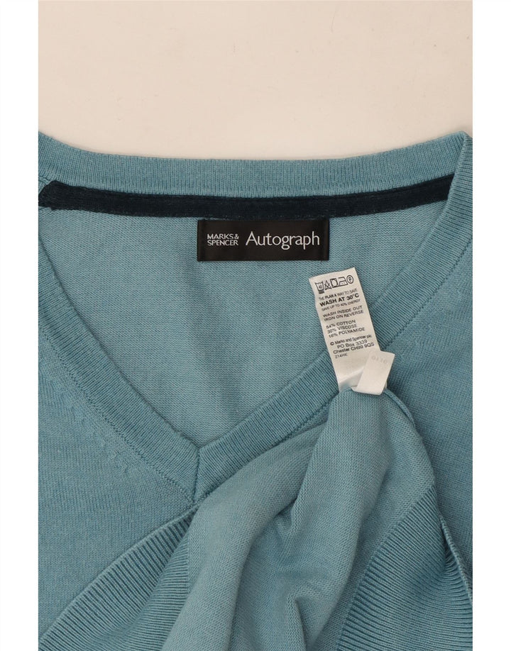 Marks & Spencer Jersey Autograph con Cuello en V para Hombre de algodón Azul Medio