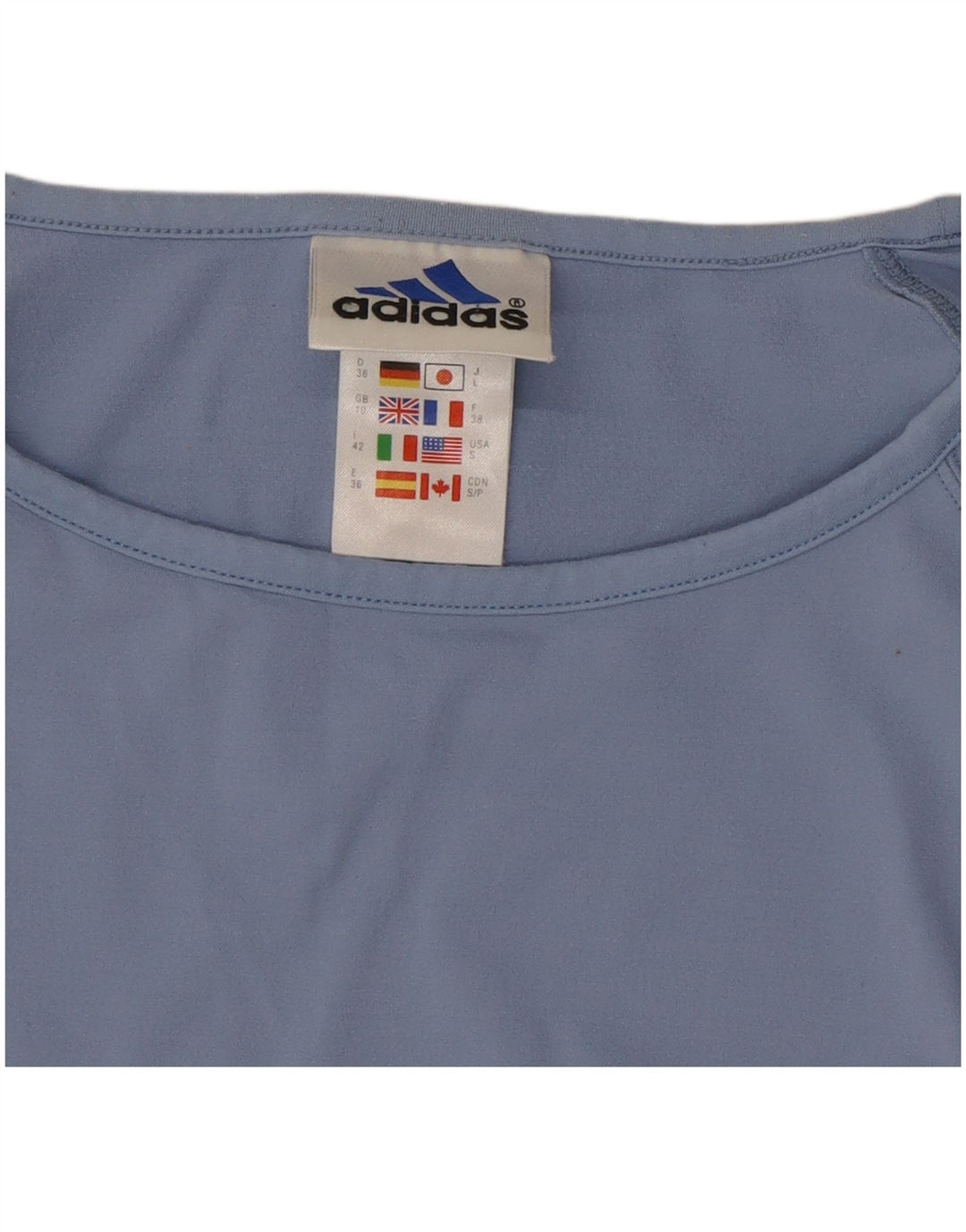 Adidas - Camiseta corta para mujer, talla 10, poliéster azul pequeño