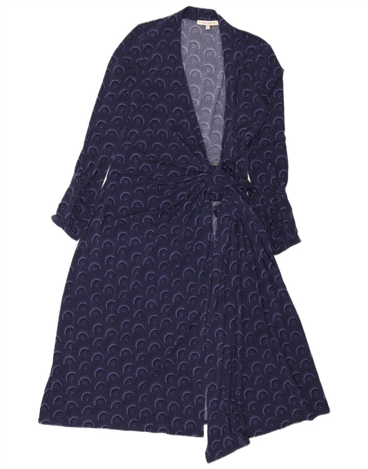 Laura Ashley Vestido cruzado con estampado abstracto para mujer, talla M, color morado