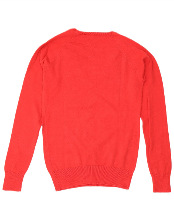 ZARA Jersey con cuello en V para mujer UK 10 Small Red Cotton