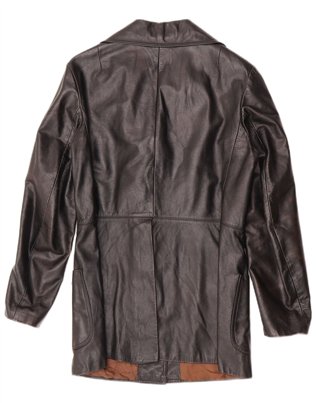 Vintage mujer chaqueta de cuero Reino Unido 10 pequeño cuero negro