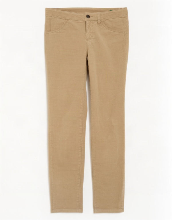 Benetton Pantalones De Pana Muy Bajos Y Ajustados para Mujer UK 8 Small W30 L29 Beige