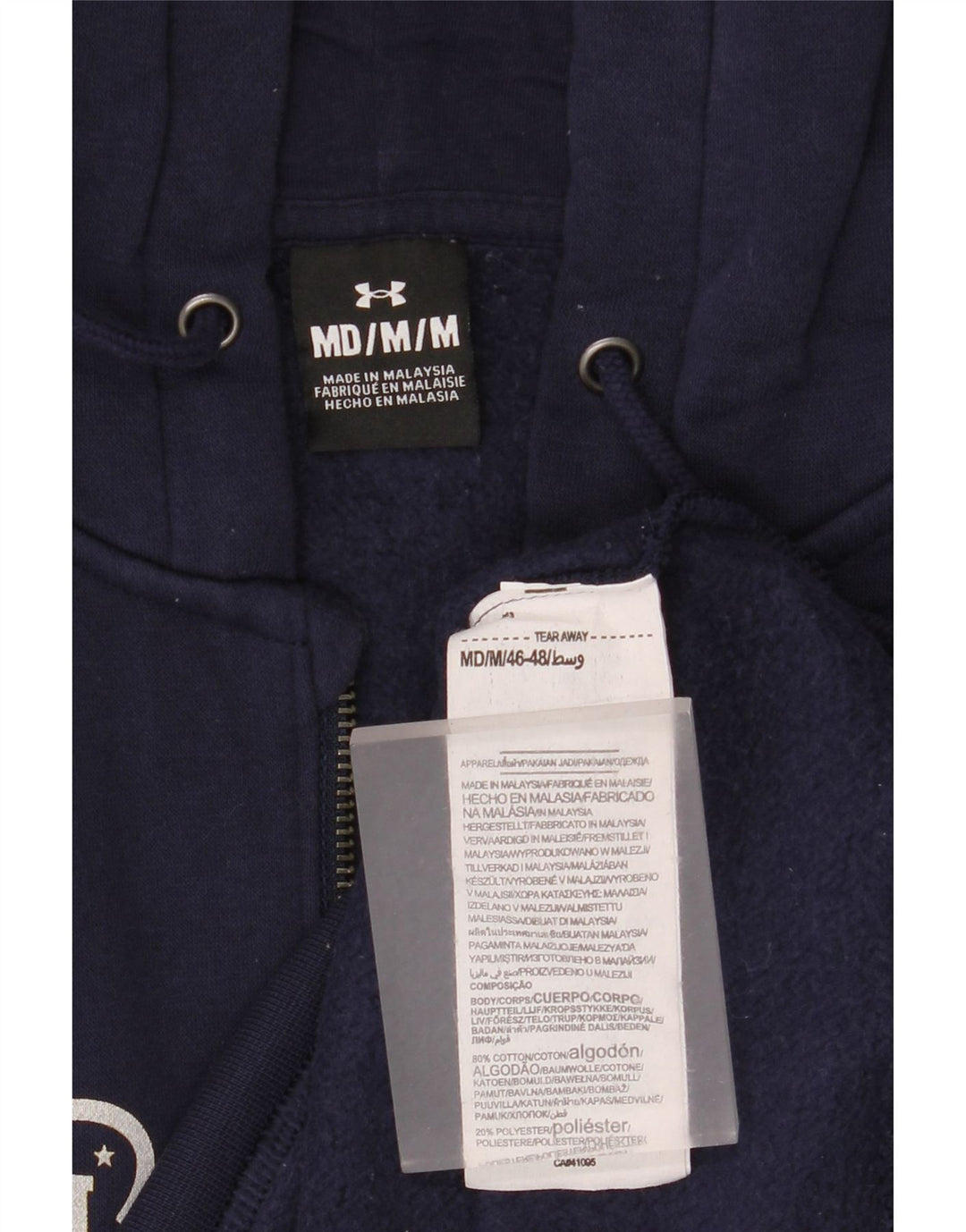 Under Armour Sudadera con capucha y cremallera gráfica para hombre Algodón azul marino mediano