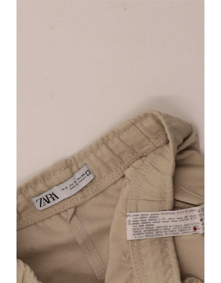 Zara Hombre Pantalones Cortos Casuales Pequeño W27 Poliéster Beige