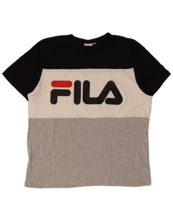Fila Camiseta gráfica para hombre Top XL Algodón color block multicolor