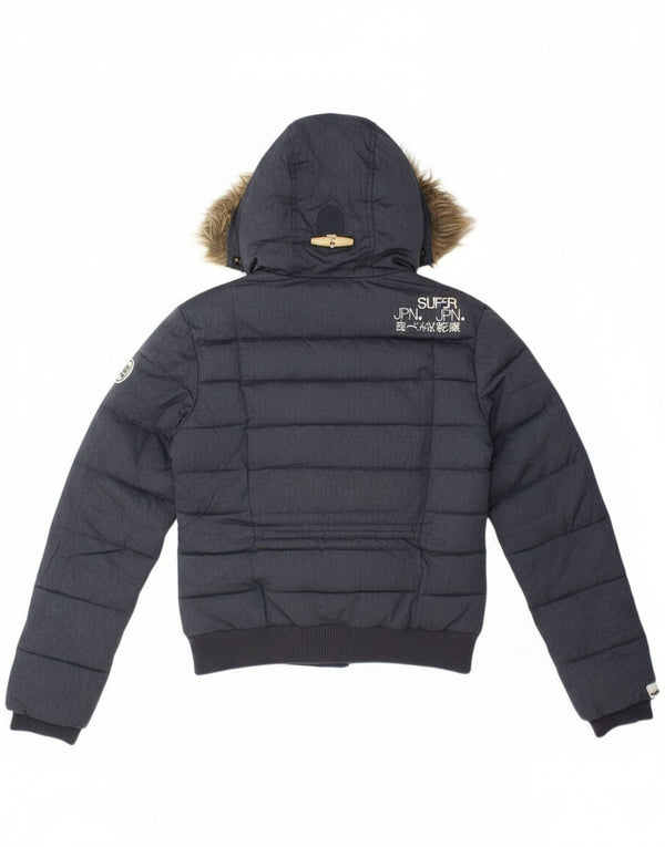 Superdry Chaqueta Bomber Acolchada Con Capucha Para Mujer UK 8 Small Poliéster Azul