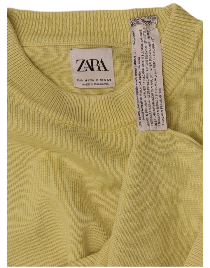 Zara Hombre Jersey Cuello Redondo Jersey Algodón Amarillo Medio
