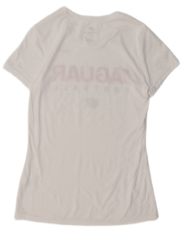 NIKE Mujer Dri Fit Graphic Camiseta Top UK 10 Small White Poliéster