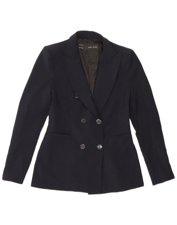 Zara Chaqueta Blazer De Doble Botonadura Para Mujer UK 42 Poliéster Azul Marino Mediano