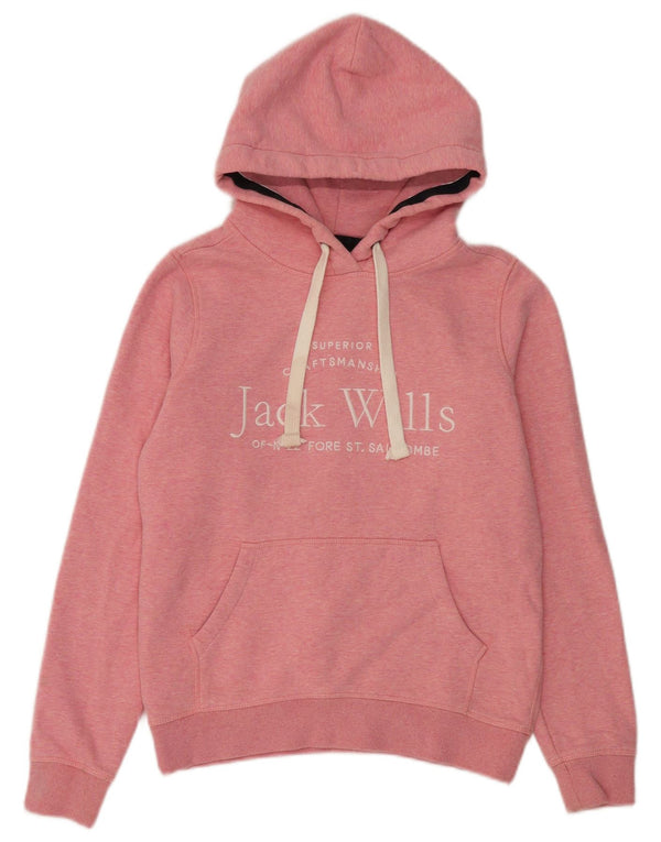 Jack Wills Jersey con capucha gráfica para mujer Reino Unido 8 Pequeño algodón moteado rosa