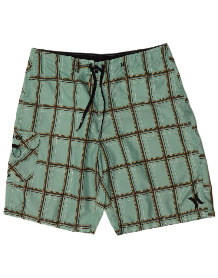 Hurley Bañador Corto Para Hombre Large Green Check Poliéster