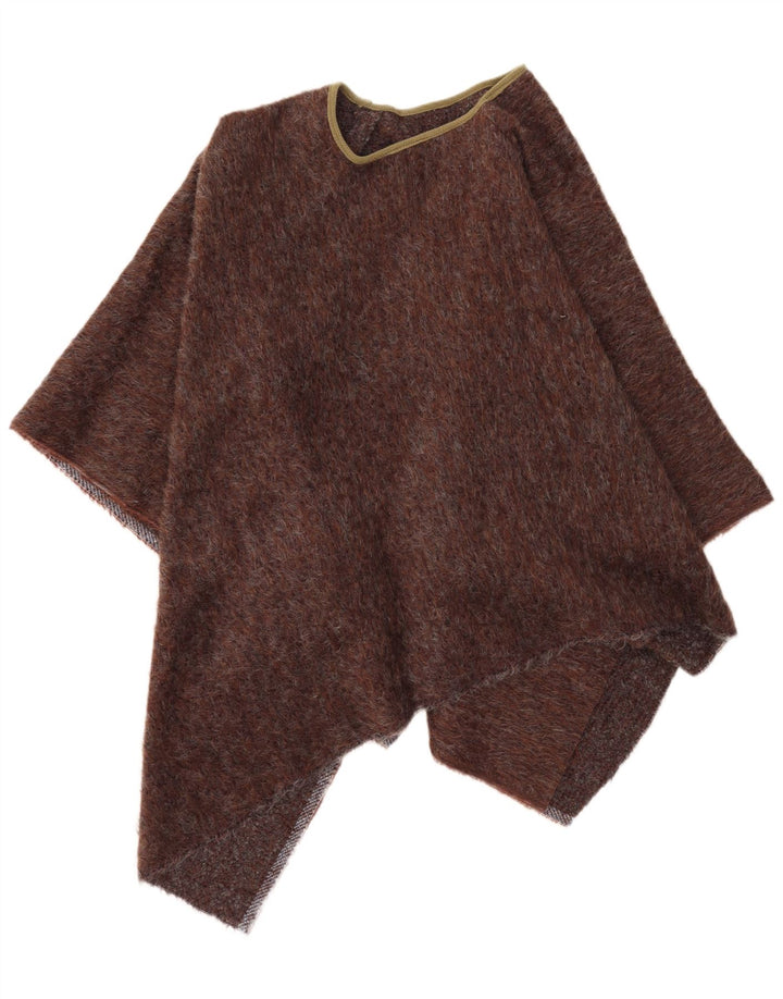 Vintage mujer asimétrica poncho jumper talla única marrón