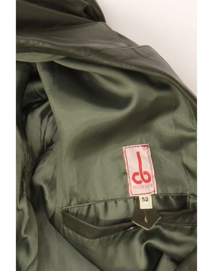 Vintage hombres 2 botones cuero Blazer chaqueta IT 52 XL cuero verde
