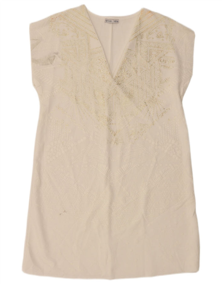 Zara Vestido recto para mujer UK 40 Medium White Paisley