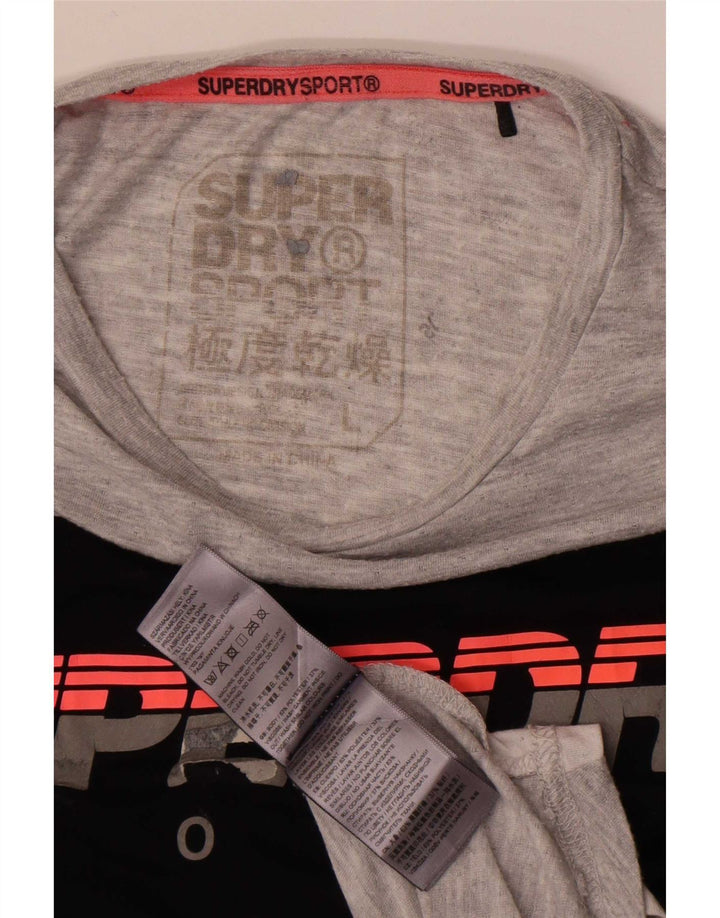 Superdry Camiseta gráfica para hombre Top grande gris color block Poliéster