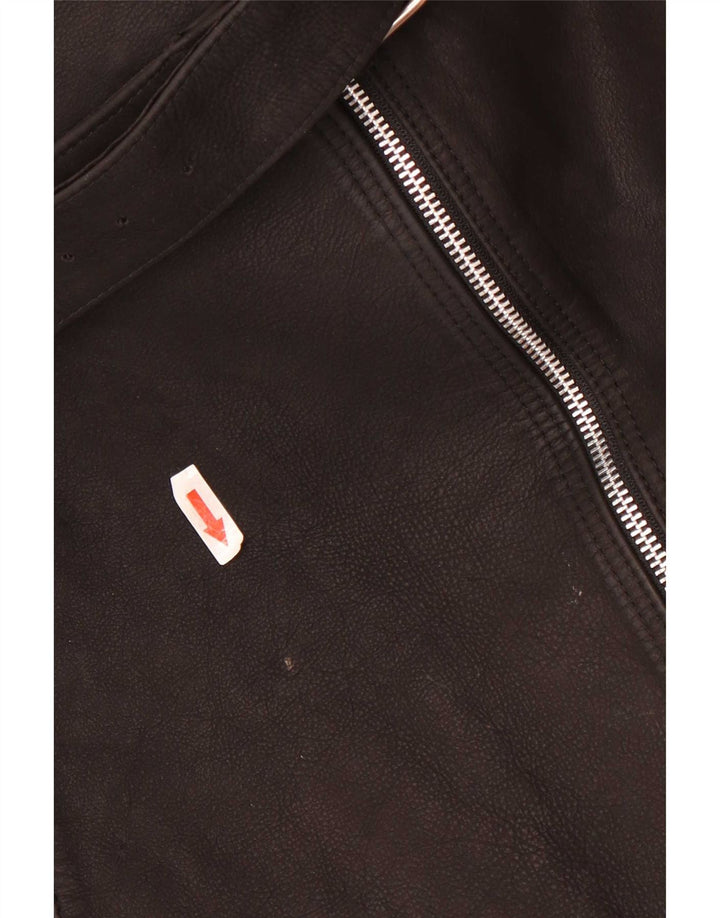 Vintage mujer chaqueta de cuero Reino Unido 20 2XL marrón