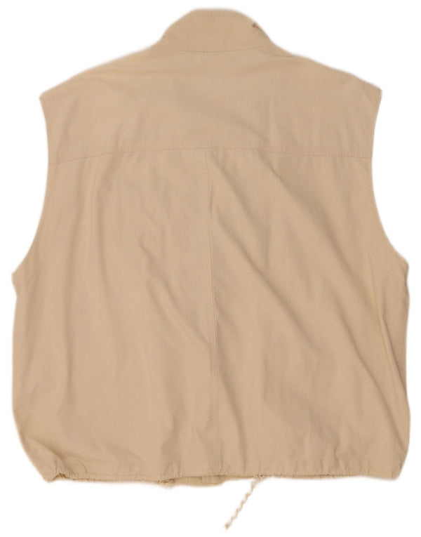 Vintage hombres utilidad Gilet Reino Unido 44 2XL algodón beige