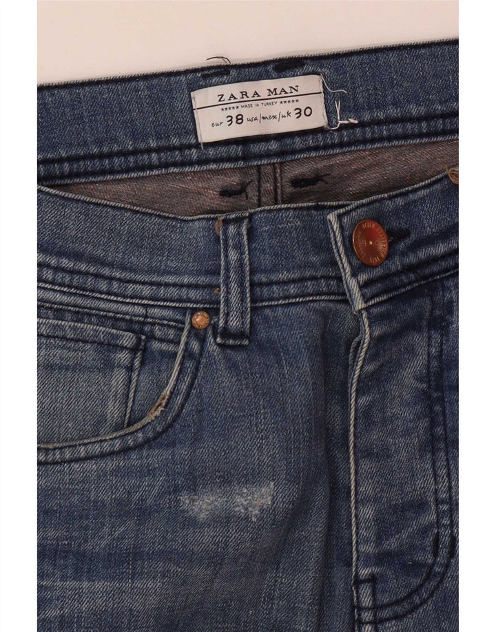 Zara Jeans ajustados desgastados para hombre EU 38 Small W30 L32 Azul