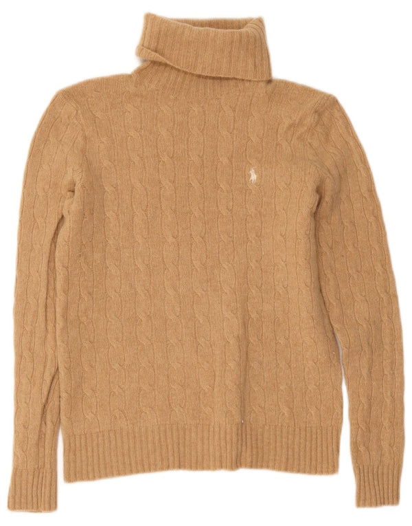 Polo Ralph Lauren - Jersey con cuello vuelto para mujer, talla 12, lana beige mediana