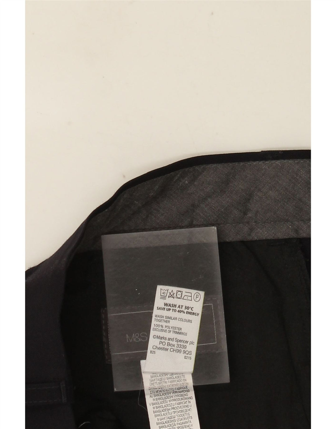 MARKS & SPENCER Pantalón de traje de corte regular para hombre W36 L33 Poliéster azul marino
