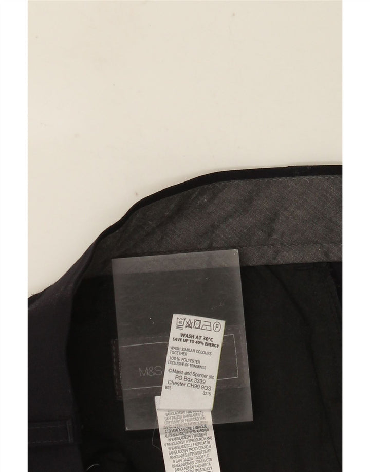 MARKS & SPENCER Pantalón de traje de corte regular para hombre W36 L33 Poliéster azul marino