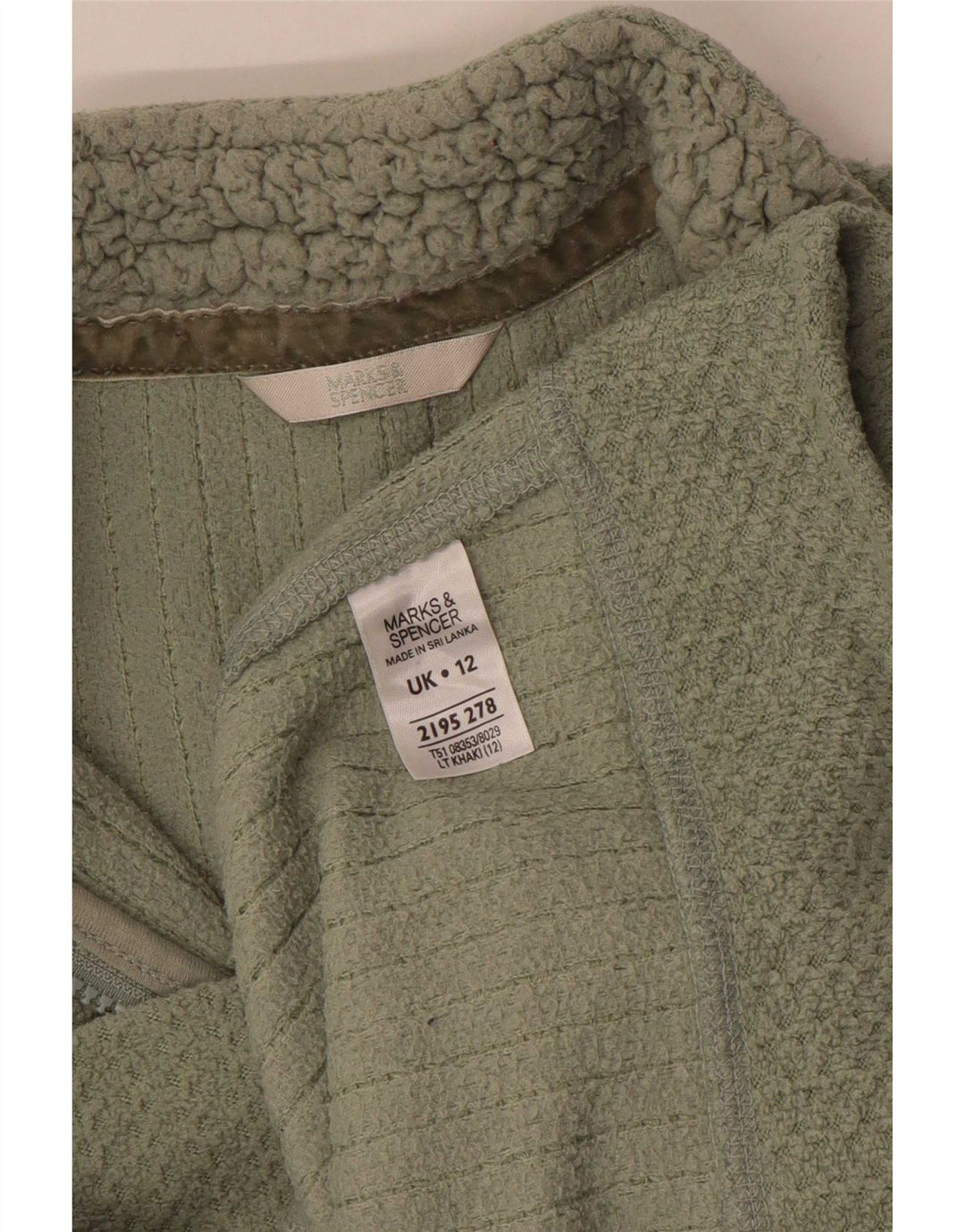 Marks & Spencer Sudadera con Cuello y Cremallera para Mujer UK 12 Medium Khaki