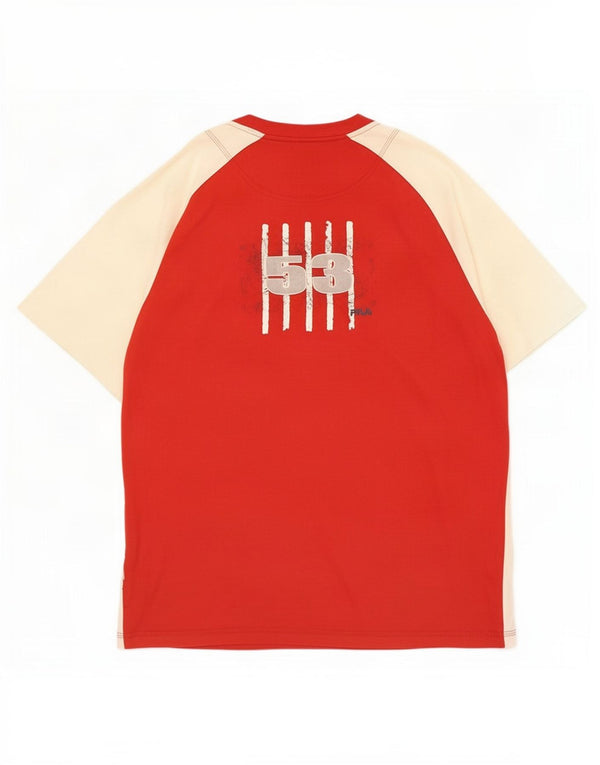 Fila Camiseta gráfica para hombre Top XL Rojo Colorblock Algodón