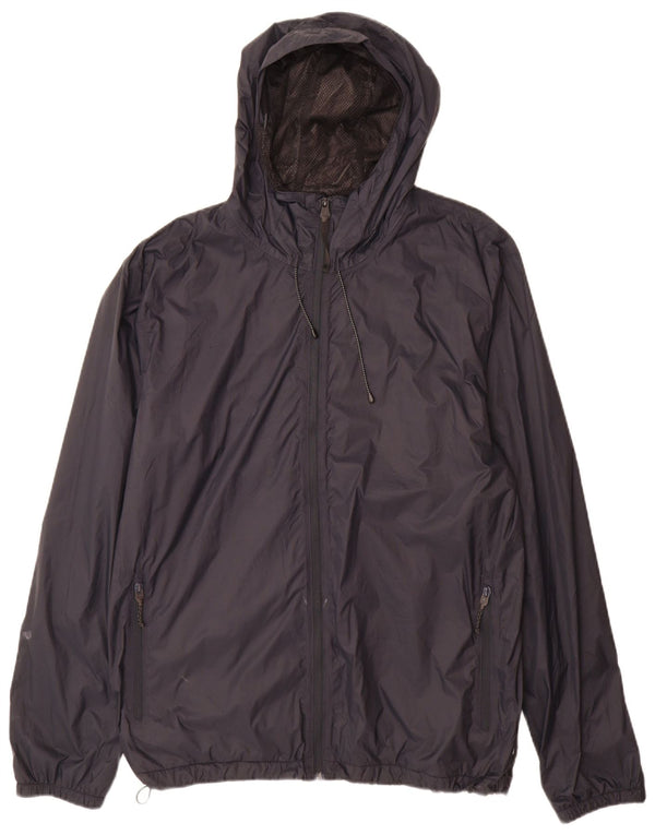 Quiksilver Chaqueta impermeable con capucha para hombre UK 42 XL Nylon azul marino