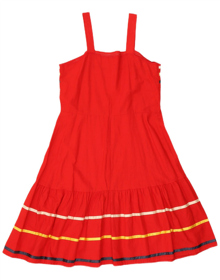 Vintage mujer Sundress Reino Unido 14 medio rojo rayas