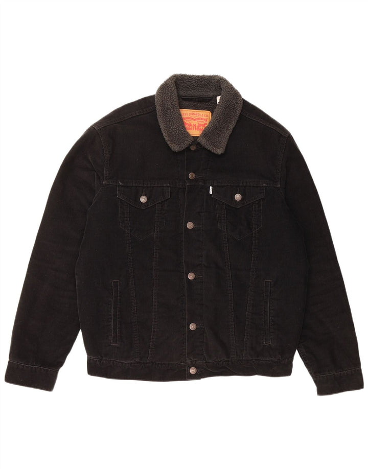 Levi's Chaqueta Sherpa de pana para hombre Reino Unido 40 Grande Algodón negro