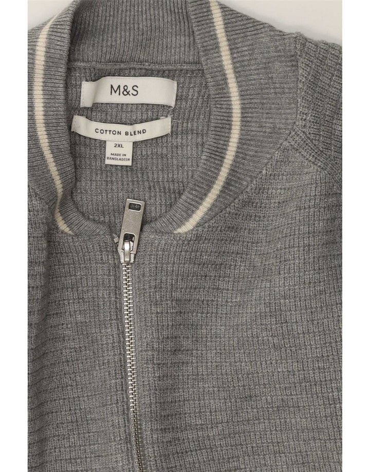 Marks & Spencer - Cárdigan con cremallera completa para hombre, talla 2XL, algodón gris