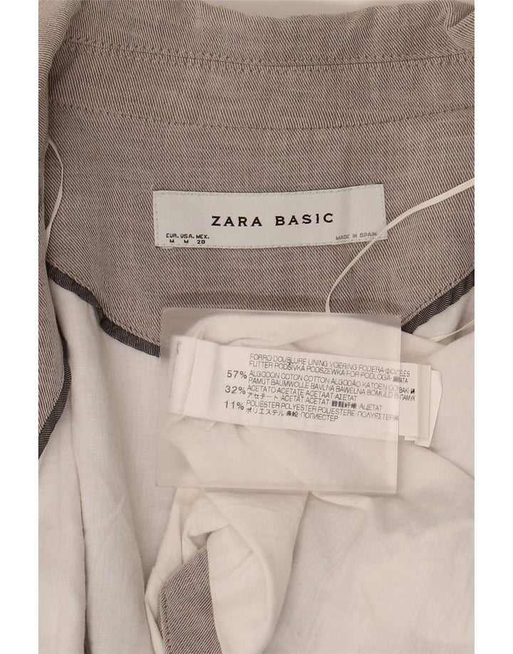 Zara Mujer Chaqueta Americana Corta Abierta Reino Unido 12 Algodón Gris Medio