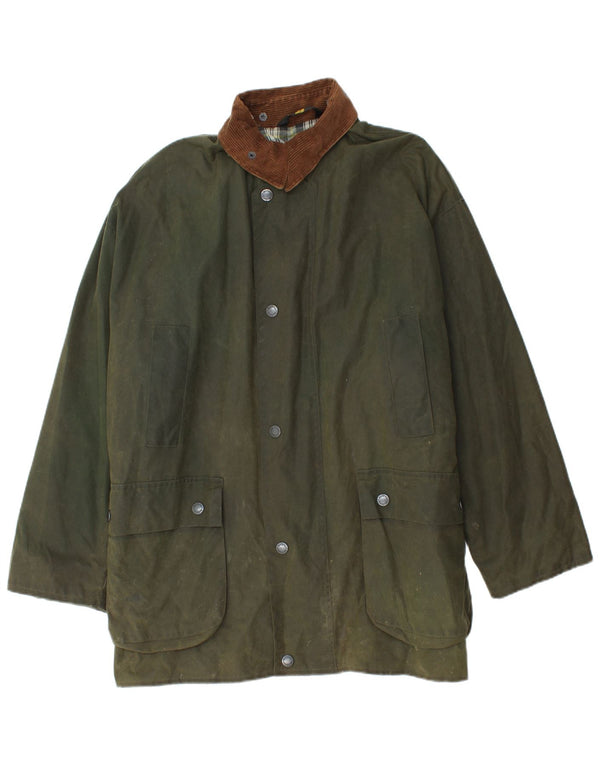 MC Orvis Chaqueta encerada Wachs-Wetterjacke para hombre UK 42 XL Algodón verde