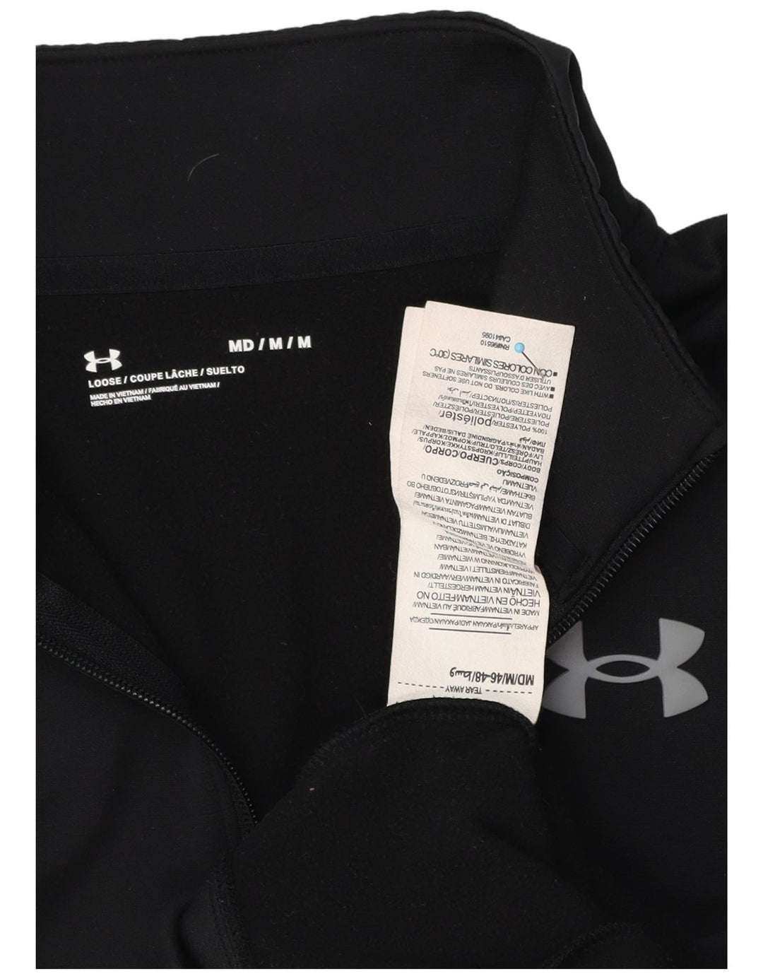 Under Armour Sudadera holgada con cuello y cremallera para hombre, color negro