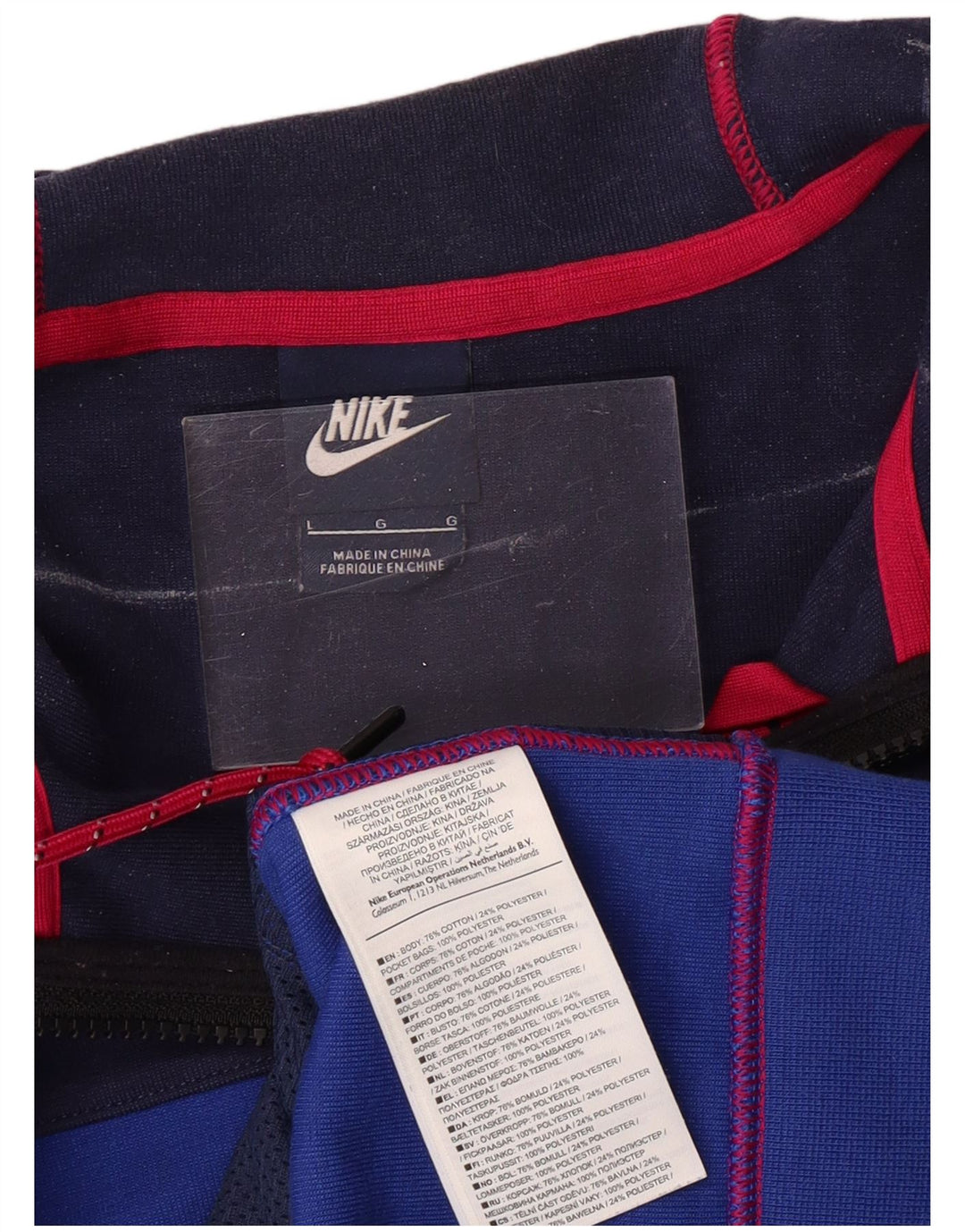 NIKE Sudadera con capucha y cremallera para hombre, talla grande, algodón azul color block