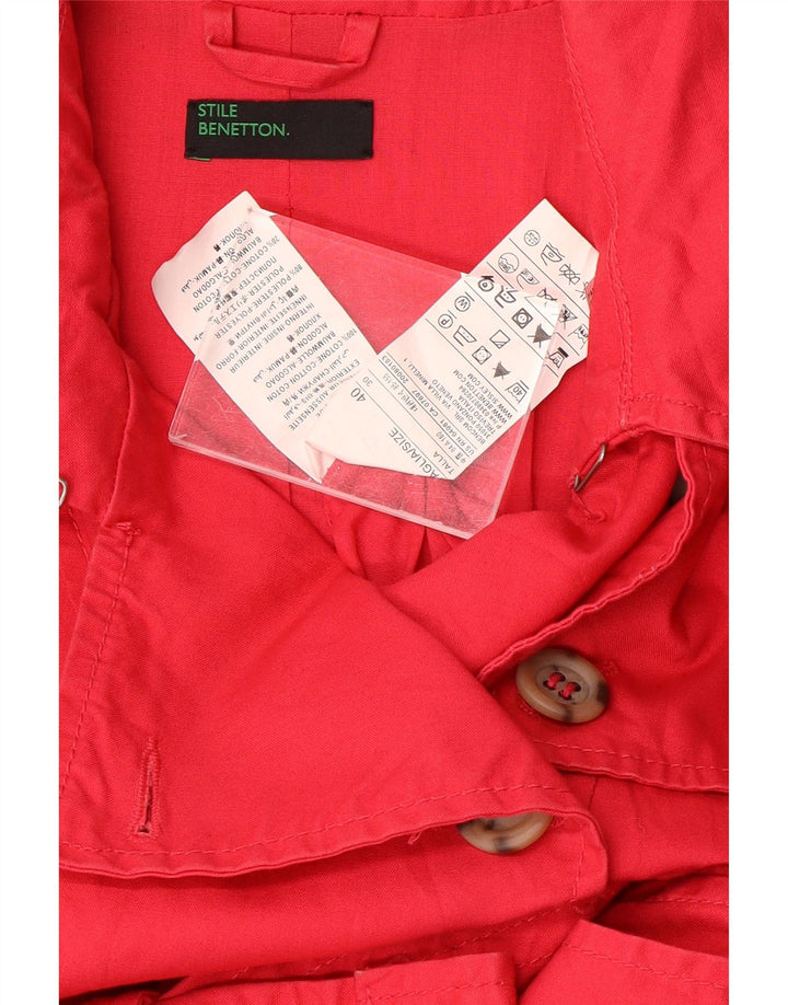 BENETTON Gabardina Mujer IT 40 Small Rojo Algodón