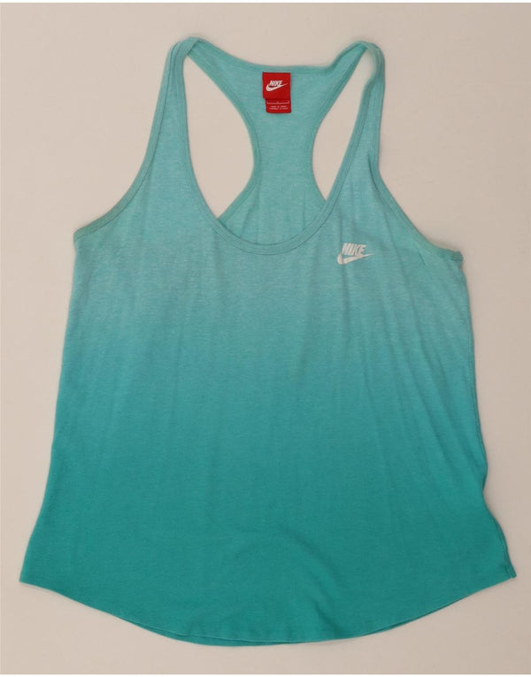 Nike Camiseta sin mangas para mujer UK 44 Grande Turquesa Colorblock Algodón