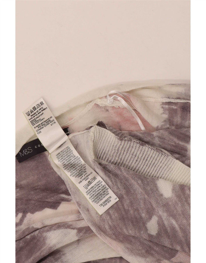 Marks & Spencer Suéter Cárdigan con Patrón Abstracto para Mujer UK 44 Rosa Mediano