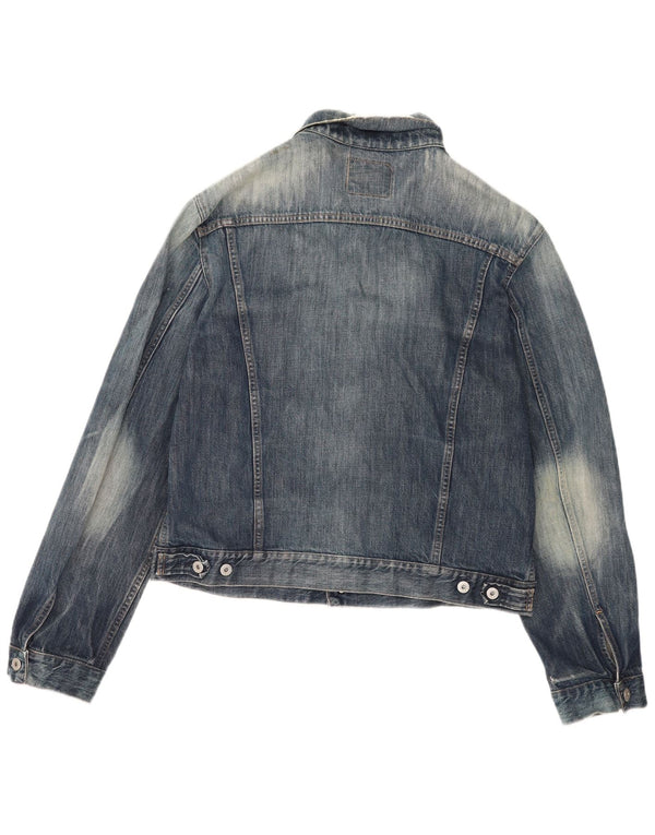 Replay Chaqueta vaquera desgastada con lavado ácido para hombre UK 44 2XL Algodón azul