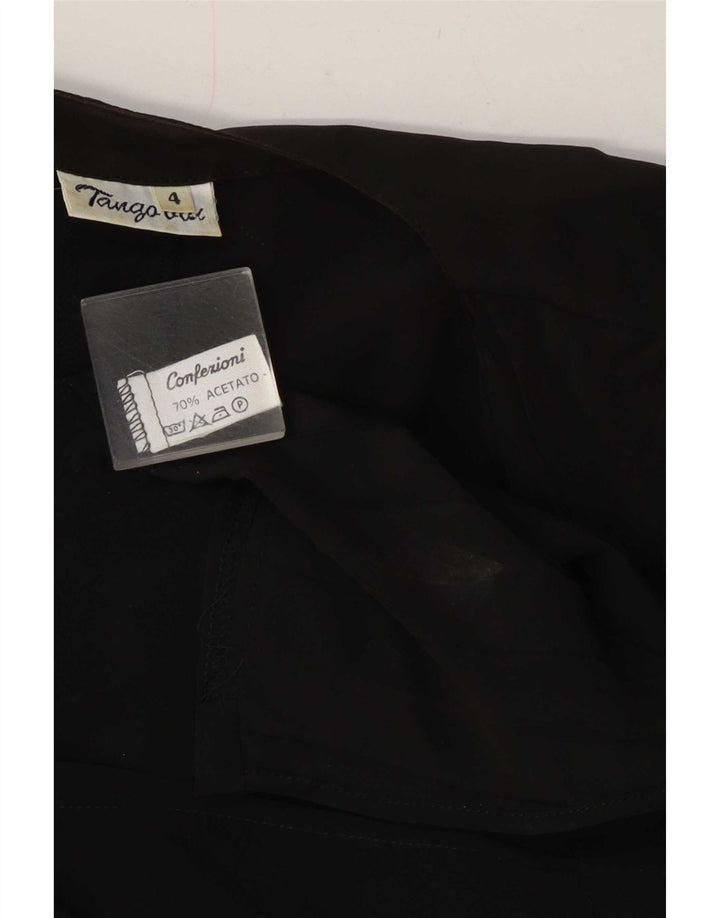 Vintage mujer oversized Wrap Blusa Top US 4 Pequeño Acetato Negro