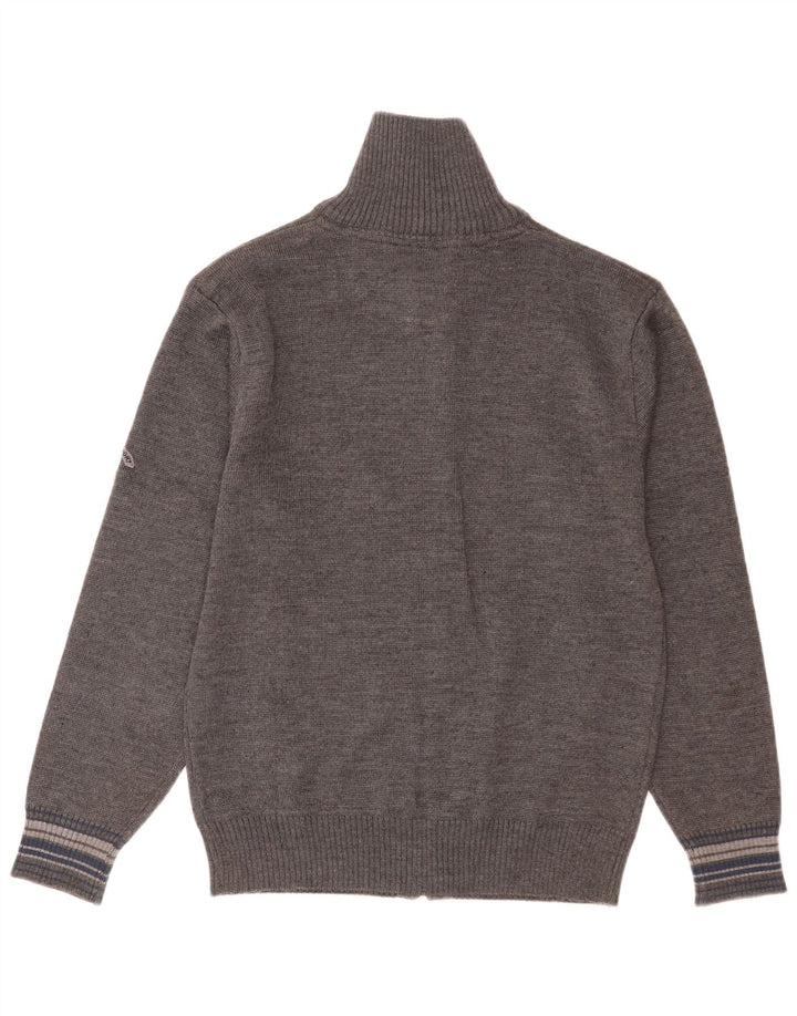 Vintage Mens Cardigan Suéter XL Gris Lana Virgen