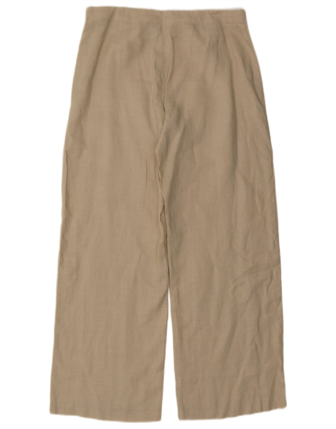 Stefanel Pantalones casuales de pierna ancha para mujer IT 44 Medium W30 L29 Beige Ramie