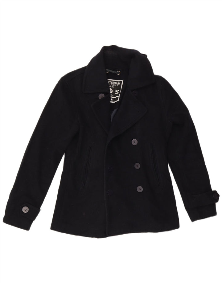 Superdry Chaquetón entallado para hombre, talla 36, lana azul marino pequeña