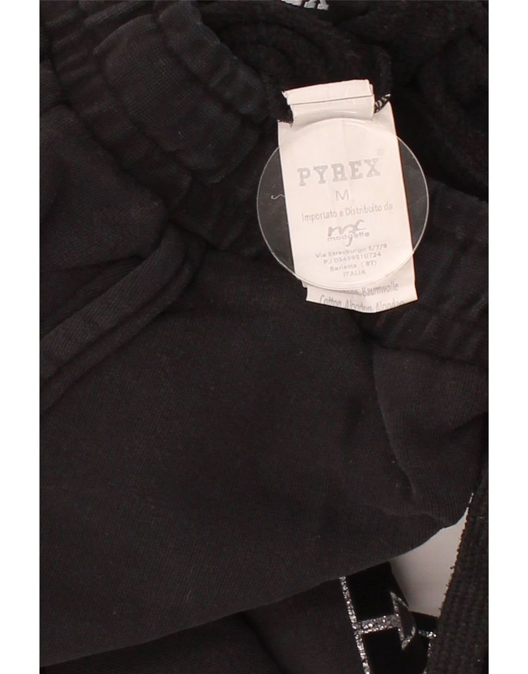 PYREX Womens Graphic Tracksuit Trousers Joggers UK 14 Medium Black Cotton Vintage Pyrex and Second-Hand Pyrex from Messina Hembry 