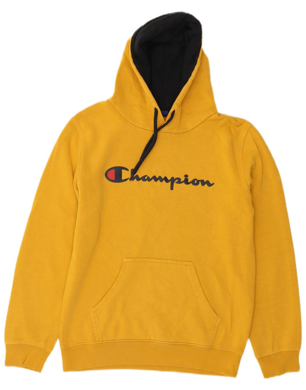 CHAMPION Jersey con capucha gráfica para hombre pequeño algodón amarillo