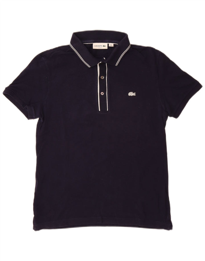 LACOSTE Polo ajustado para hombre talla 4 mediano algodón azul marino