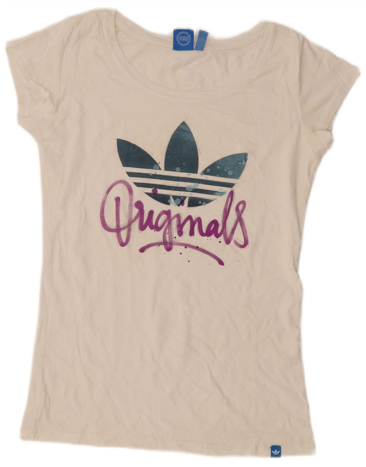 Adidas Camiseta gráfica para mujer Top UK 12 Medium White