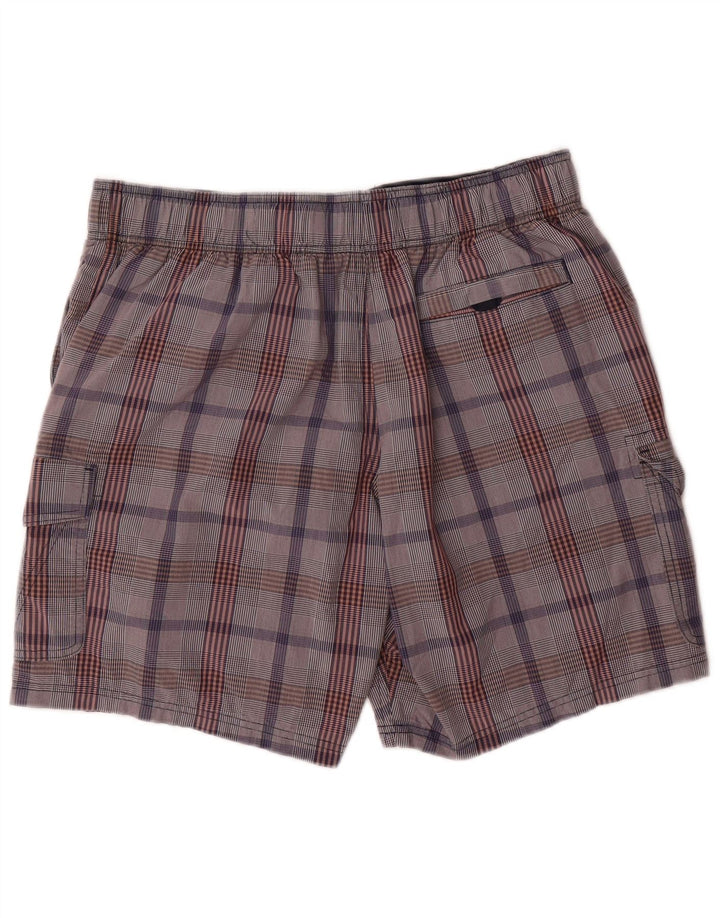 Marks & Spencer Bañador tipo cargo para hombre, talla grande, algodón a cuadros grises