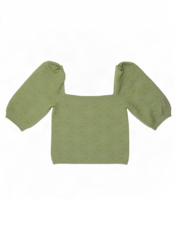 Zara Top corto con hombros descubiertos para mujer UK 44 Poliéster floral verde grande