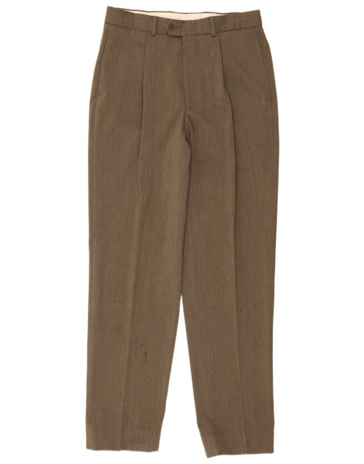 Marks & Spencer Pantalón de traje con pinzas para hombre W32 L33 Caqui Lana nueva